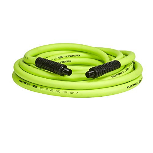 Flexzilla Air Hose, 1/2 in. x 25 ft, 3/8 in. MNPT Fittings, Heavy Duty, Lightweight, Hybrid, ZillaGreen - HFZ1225YW3