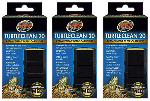Zoo Med 3 Pack of TurtleClean 20 Replacement Filter Cartridges, Medium, for TC-23