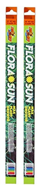 (2 Pack) Zoo Med Coral Flora Sun Plant Growth Bulb T8 15 Watts, 18-Inch