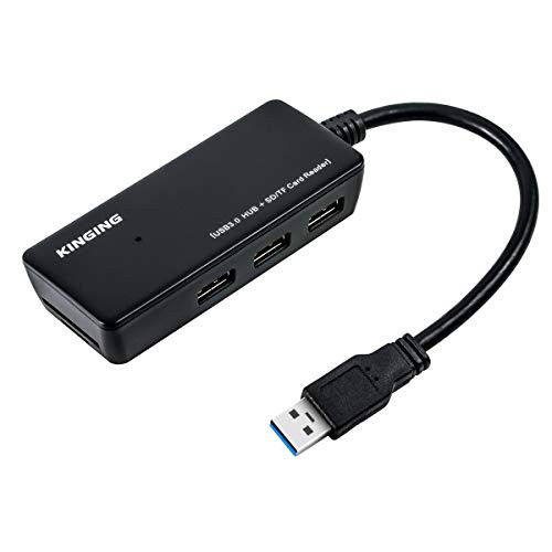 Mini 3 Port USB 3.0 Hub Ultra Slim USB 3.0 Data Hub with SD Card Reader for MacBook, Mac Pro/Mini, iMac, Surface Pro, XPS, Notebook PC, USB Flash Drives, Mobile HDD, and More, Black