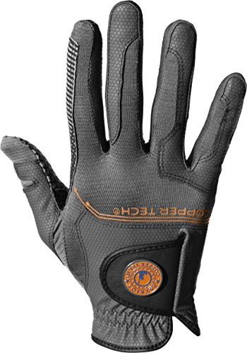 Copper Tech Gloves Men's Golf Glove with Spider Tacky Grip, One Size, Charcoal/Gray (Worn on Left Hand)