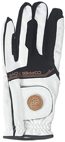 Copper Tech Gloves Men's COPTECWTBKMXL Golf Glove with Spider Tacky Grip, X-Large, White/Black