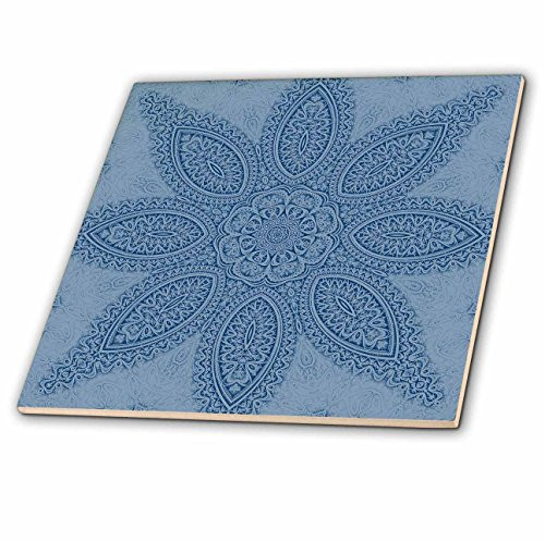 3dRose 3D Rose Blue Big Elegant Fractal Flower Mandala - Ceramic Tile, 12-inch (ct_42003_4),