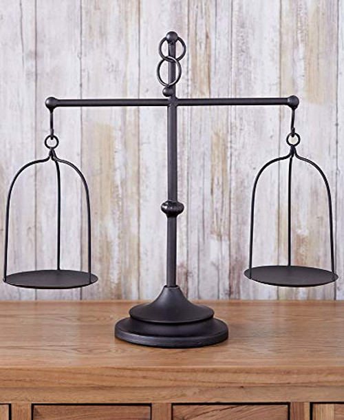 The Lakeside Collection Farmhouse Scale Candleholder - Unique Centerpiece Stand with Vintage Style