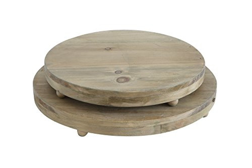 Creative Co-op Round Wood Pedestals (Set of 2 Sizes)