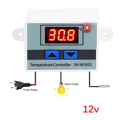 ALLOMN Digital LED Temperature Controller 12V/24V/220V/110-220V, -50 to 110 Degree Heating/Cooling Temperature Control Switch with Waterproof Sensor Probe