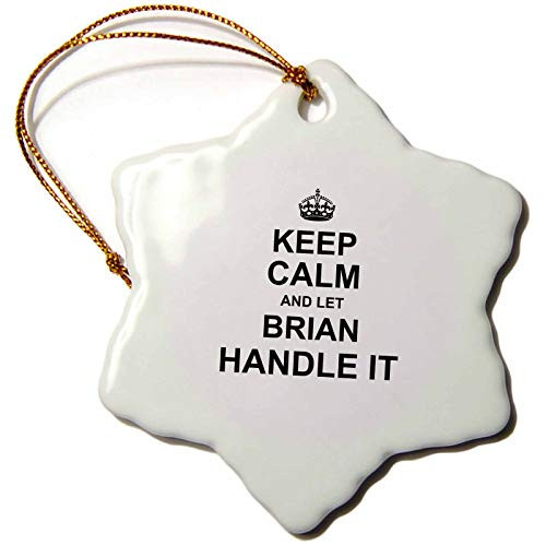 3dRose InspirationzStore Name Design - Keep Calm and Let Brian Handle it - Funny Personal Name - 3 inch Snowflake Porcelain Ornament (ORN_233202_1)