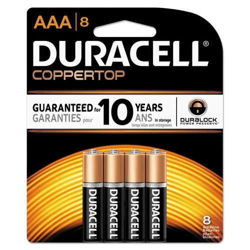 CopperTop Alkaline Batteries with Duralock Power Preserve Technology, AAA, 8/Pk