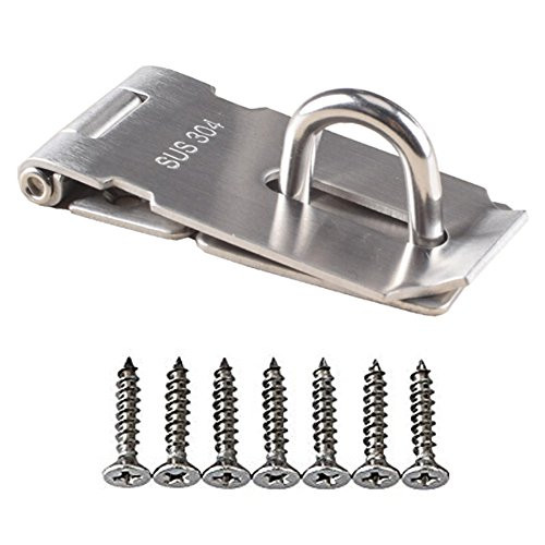 Deezio Padlock Hasp Staple Safety Door Clasp Gate Lock Latch, SUS 304 Stainless Steel Door Bolt Latch, 3inch-Sliver