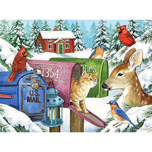 Bits and Pieces - 1000 Piece Jigsaw Puzzle for Adults 20 Inch x 27 Inch - Winter Mailboxes - 1000 pc Jigsaw by Artist Jane Maday