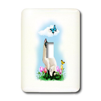 3dRose LLC lsp_11679_1 A Frisky Young Siamese Kitten Plays with A Butterfly On A Lovely Spring Day Single Toggle Switch
