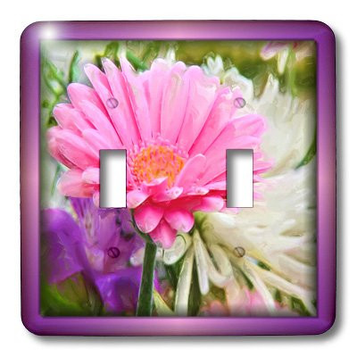 3dRose lsp_48105_2 Double Toggle Switch with Painted Spring Flowers