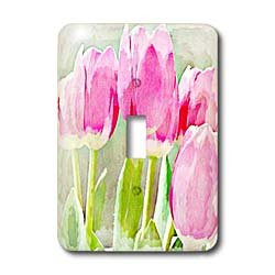 3dRose lsp_60927_1 Painted Pink Tulip Flowers Spring Floral Print Single Toggle Switch