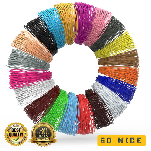 3D Pen Filament Refills - BONUS 100 STENCILS EBOOK & 3 GLOW IN THE DARK COLORS INCLUDED - 3D Pens Filaments Supplies - 20 Colors, 20 Ft of Each - 3D Printer Pen Refill PLA for Kids & Adults (Large)