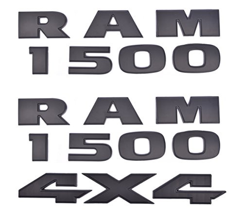Aimoll Ram 1500 Plus 4x4 Emblems Nameplate,3D ABS Stickers Decals Nameplates Auto Emblem Badge Decal for 1500 (3pcs Matte Black)