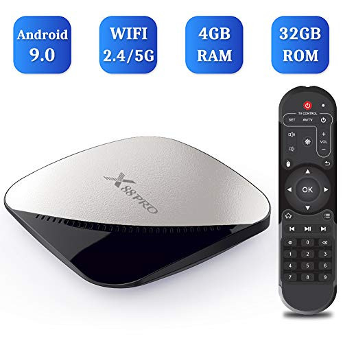 Android TV Box, X88 PRO Android 9.0 4GB RAM/32GB ROM RK3328 Quad-Core Support 2.4G/5.0G WiFi Ethernet 10/100M DLNA 3D 4K Mini TV Box