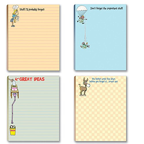 Funny To Do List Notepads Assorted Pack - 4 Pads For Your Lists - Office Notepads