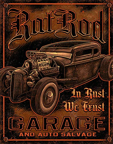 Desperate Enterprises Rat Rod Garage Tin Sign, 12.5" W x 16" H