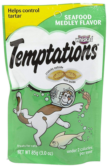 Whiskas Temptations Cat Treats, Seafood Medley, 3 oz (Pack of 3)