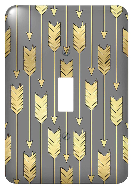 3dRose lsp_219529_1 Grey and Gold Arrows Pattern - single Toggle Switch