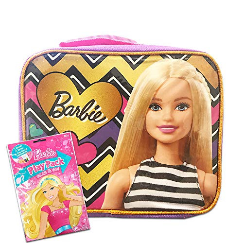 Barbie Lunch Bag School Supplies Bundle ~ Large Insulated Barbie Lunch Box with Mini Coloring Book (Barbie School Supplies)