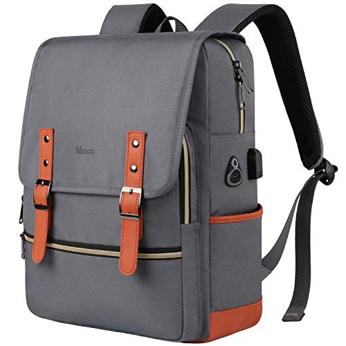 School Backpack,College Laptop Backpacks Anti Theft for Women Men with USB Charging Port,Waterproof Slim Business Travel Computer Bag Fits 15.6 Inch Laptop and Notebook,Grey