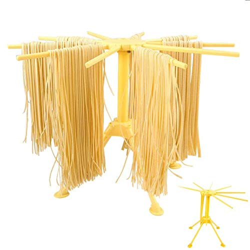 Noodle drying rack with 10 Arms Folding Noodle Dryer for Pasta Spaghetti (Yellow)