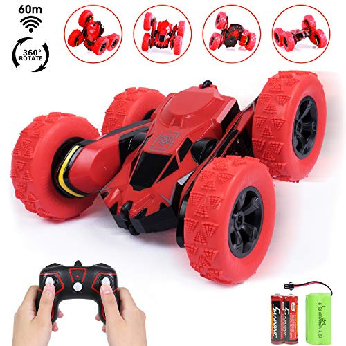 Toch RC Stunt Car Toy, Remote Control Car with 360° Flip Rotation Double-Sided Rolling, Red