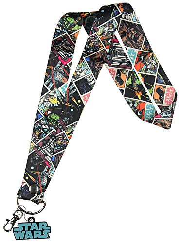 Star Wars Multi Character Wide Trading Pin Lanyard ID Holder with Metal Charm