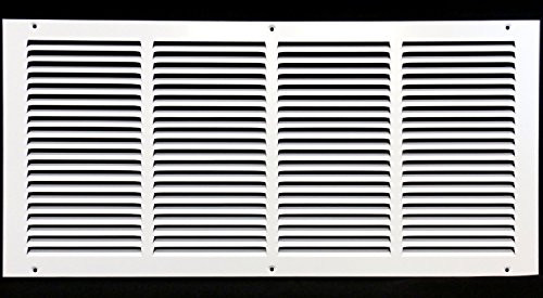 24"w X 12"h Steel Return Air Grilles - Sidewall and Ceiling - HVAC Duct Cover - White [Outer Dimensions: 25.75"w X 13.75"h]