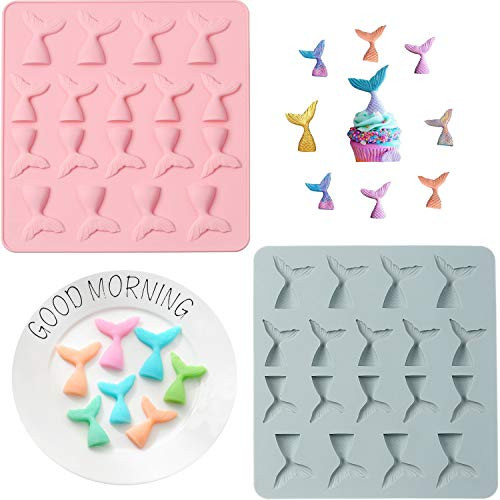 PASNOWFU 36 Cavity Mermaid Tail Mold Cake Decorating Mold, Mermaid Tail Silicone Mold for Cupcake Topper Decoration, Cake Decoration, Chocolate, Candy, Sugar, Jelly(2 PCS)