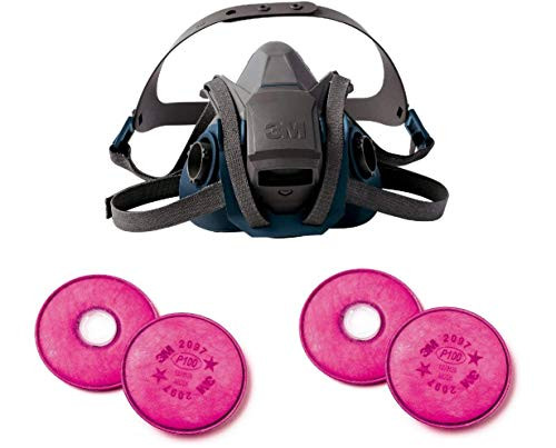 3M 6502QL Rugged Comfort Quick Latch Half Facepiece Reusable Respirator, Medium (Medium Bundle (Mask+ Refills))