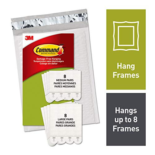 Command Medium & Large Picture Hanging Strips, White, 8 medium, 8 large pairs, Decorate Damage-Free (PH209-16NA)