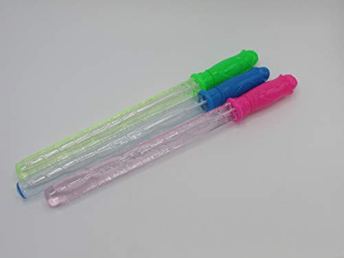 Toy Cubby Bubble Wand Set for Kids, 14 Inches Giant Bubble Wand - Party Favor Assorted Color Wand with Enhanced Bubble Solution - Summer Pool Party Outdoor Recreation- for All-Ages - Pack of 12