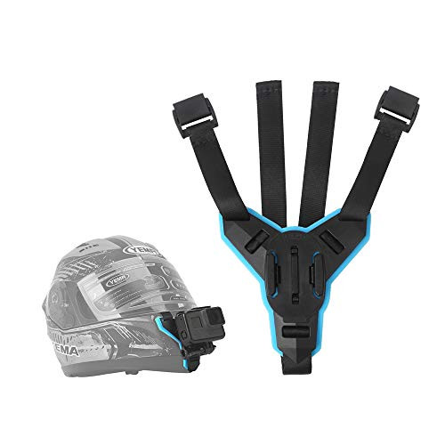 TELESIN Motorcycle Helmet Strap Mount Front Chin Mount for GoPro Hero 2018/6/5/4/3, Session, SJCAM, AKASO, Campark, Polaroid, Osmo Action ,YI Action Camera Helmet Mount Curved