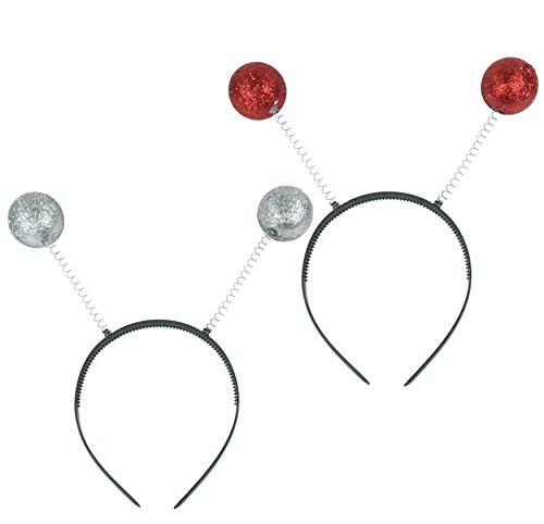 Silver Alien Headband Antenna Martian Boppers  Accessory For Costume Party (2 Pack Silver and Red)  by EnjoyTheLife