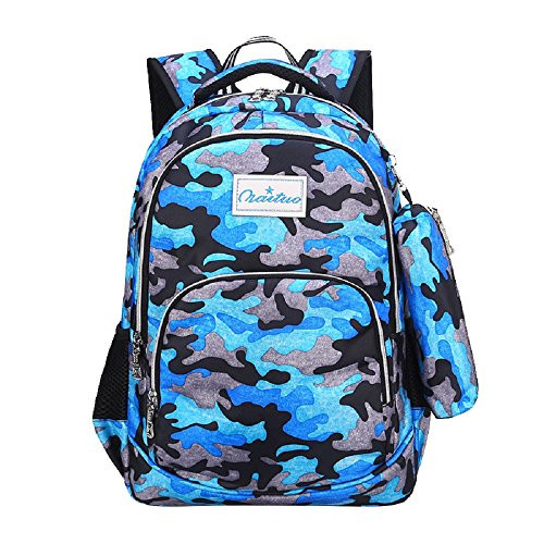 VIDOSCLA Camouflage Primary School Bag Elementary Student Backpack Boys Book Bag with Pencil Case