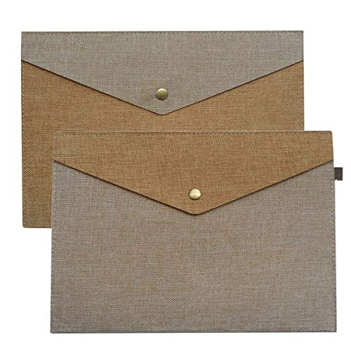Durable A4 File Folder Document Holder PDurable A4 File Folder Document Holder Portfolio Envelope Felt Folder Case with Snap Closure Set of 2 Beige and Brown