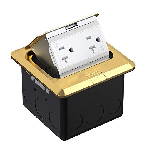 WEBANG Pop Up Floor Outlet Covers Box with 20 Amp Stainless Steel TR Receptacle Outlet (Gold)