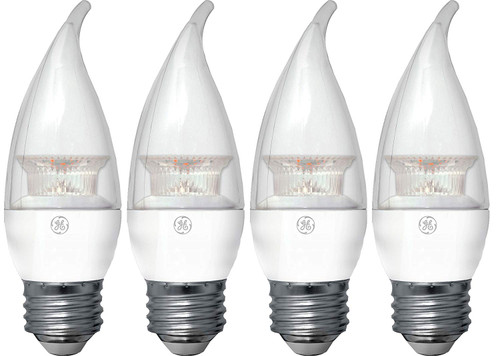 GE Lighting 37609 Dimmable LED Chandelier Bulb with Medium Base, 6.5-Watt, 4-Pack