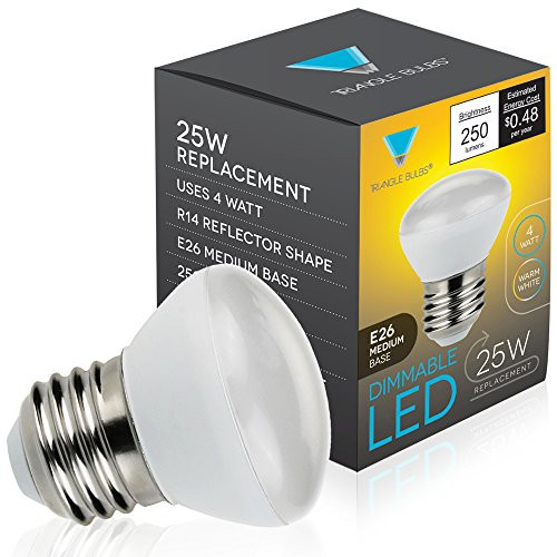Triangle Bulbs T90201, LED 4-Watt Dimmable R14 Mini Reflector, 25W Equivalent, E26 Medium Base, Light Bulb