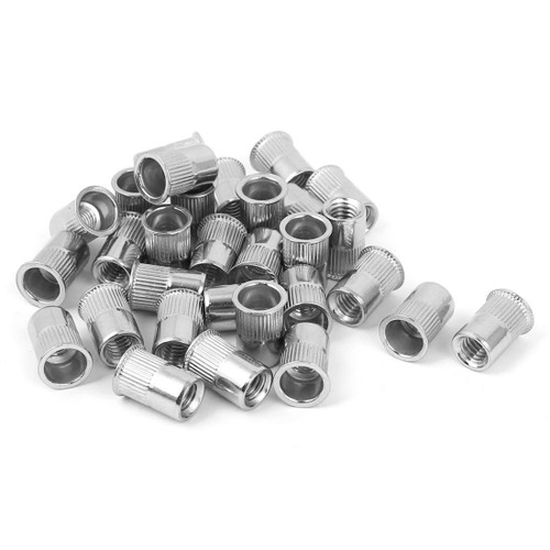 URBEST 304 Stainless Steel Rivet Nut Flat Head Insert Nutsert Knurled Body Blind Rivnut Assortment 50Pcs (M6x15mm)