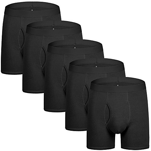 5Mayi Mens Underwear Boxer Briefs for Men Cotton Men's Boxer Briefs Black Pack of 5 M