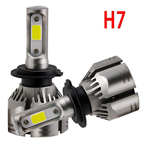 H7 LED Headlight Bulb Kits -COB Chips Adjustable Beam72W 8000LM 6500K-Hi/Lo Beam/Fog Light Bulbs, 2 Year Warranty