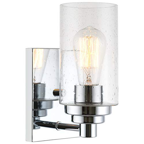 Kira Home Vienna 9" Modern Wall Sconce/Vanity Light with Seeded Clear Glass Shade, Dimmable, Chrome Finish Kira Home Vienna 9" Modern Wall Sconce/Vanity Light with Seeded Clear Glass Shade, Dimmable, Chrome Finish