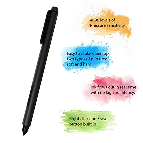 Surface Pen,Surface Stylus Pen with 4096 Levels of Pressure Sensitivity and Aluminum Body for Microsoft Surface Pro 2017,Surface Pro 5,Surface Pro 4, Surface Pro 3, Surface Book,Studio (Black)