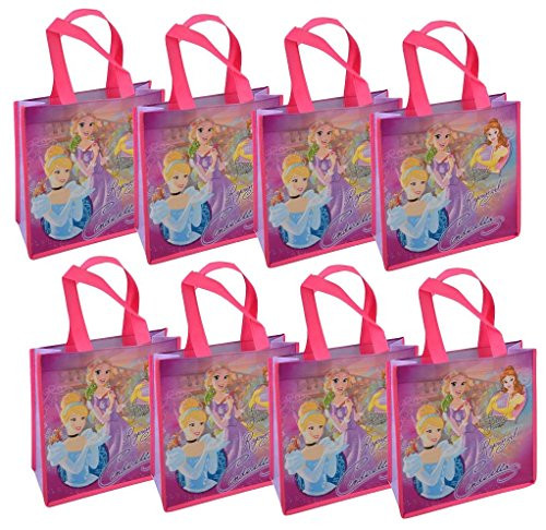 Disney 8-Pack Princess Reusable 10" Tote Bags with Glossy Printing
