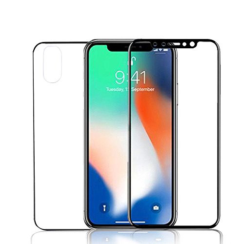 iPhone X Screen Protector Glass BESTeck [FRONT & BACK] Tempered Glass Shatterproof Screen Protector Premium 2-in-1 for Apple iPhone X [Case and Wireless Charger Friendly] (Black)