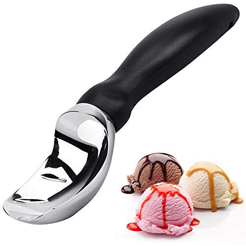 Restlandee Ice Cream Scoop, Ice Cream Scooper with Professional No-Slip Handle, Heavy Duty Stainless Steel Material, Ice-Cream Spade Great for Other Creative Kitchen and Dishwasher Safe, Black