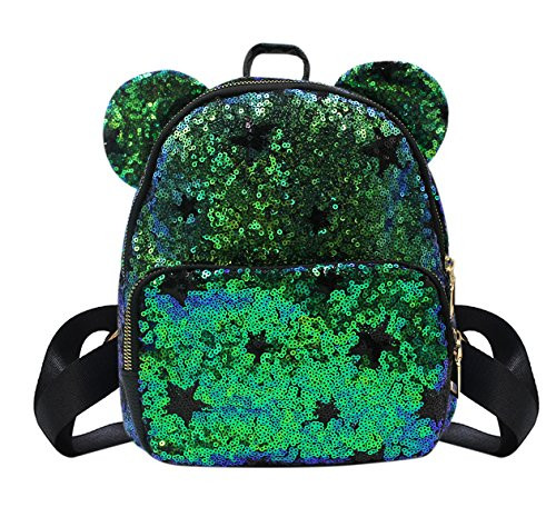 Girls Glitter Sequins Backpack Schoolbag Cute Stars Shoulder Bag Satchel